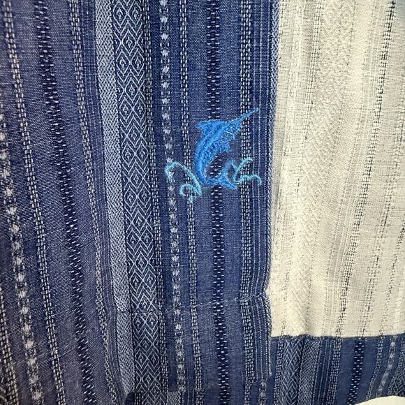 Tommy Bahama 100% Silk Men’s Camp Shirt Sz LG Blue Stripe Casual Party Preppy - Picture 5 of 12